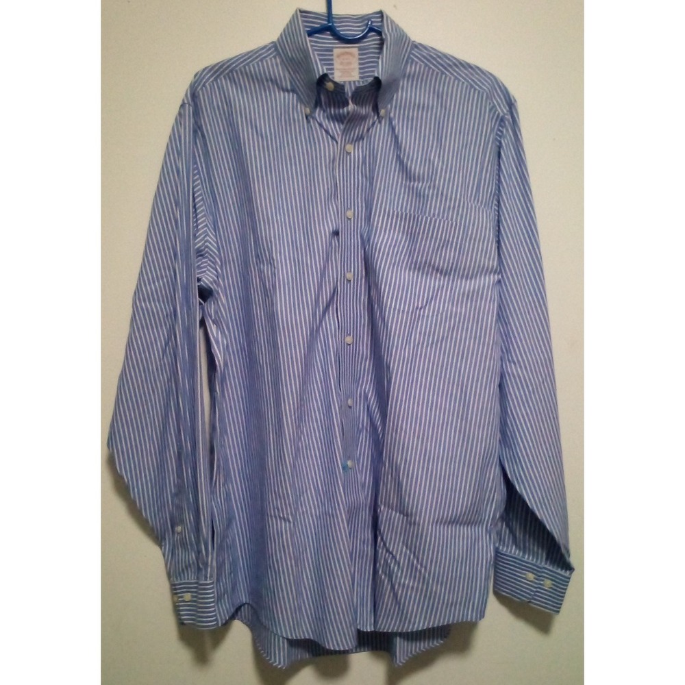Brooks Brothers Shirt Mens 15 1/2 34 Red Striped Traditional Fit Non-Iron Cotton